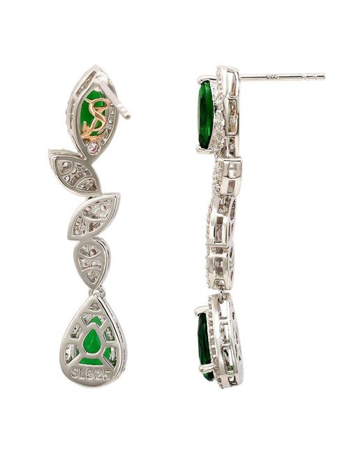 Suzy Levian Green Silver Cz Earrings