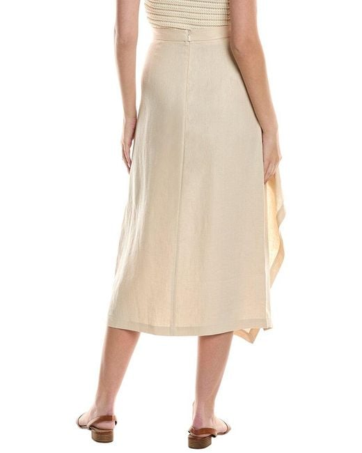 Lafayette 148 New York Natural Drape Front Linen Maxi Skirt