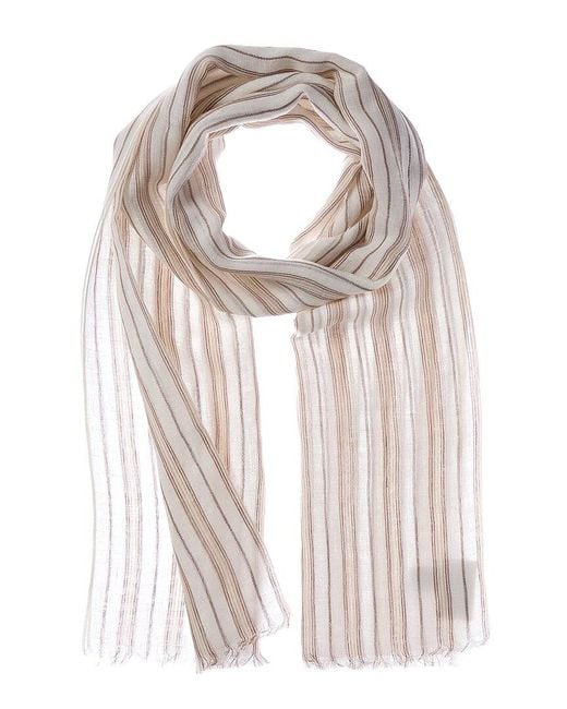 Brunello Cucinelli White Linen-Blend Scarf