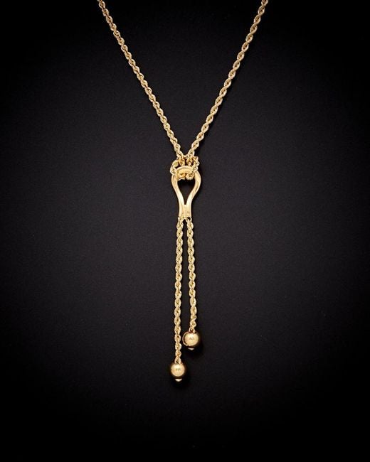 Italian Gold Black 18k Lariat Necklace