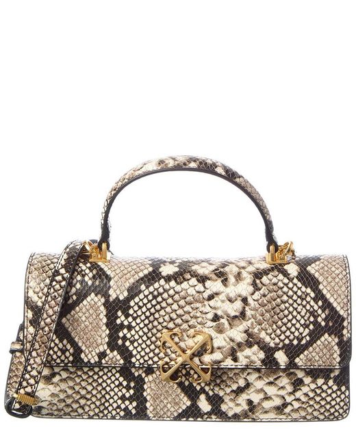 Off-White c/o Virgil Abloh Metallic Jitney Snake-Embossed Leather Shoulder Bag