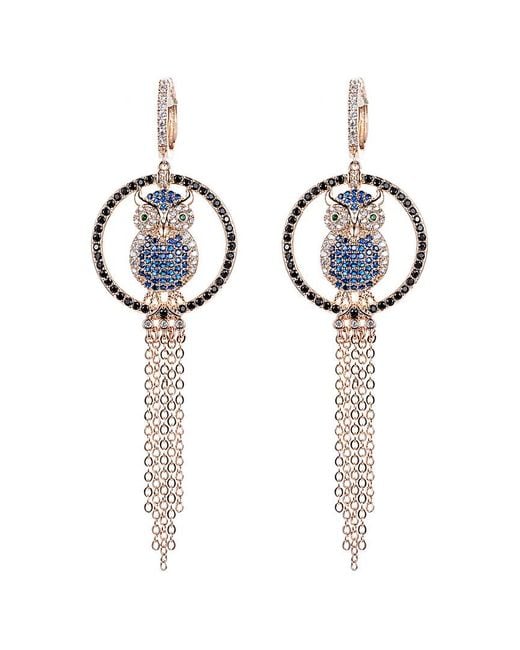 Eye Candy LA White Cz Owl Multi Dangle Earrings