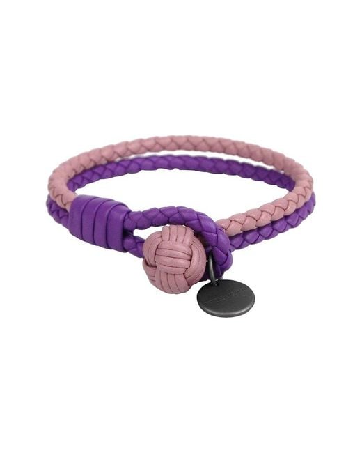 Bottega Veneta Purple Braided Leather Bracelet