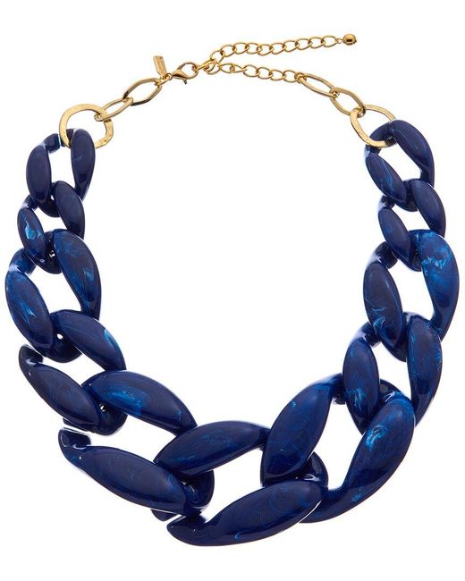 Kenneth Jay Lane Blue Plated Resin Collar Necklace