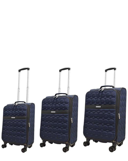 Adrienne Vittadini Blue Quilted Collection 3pc Luggage Set