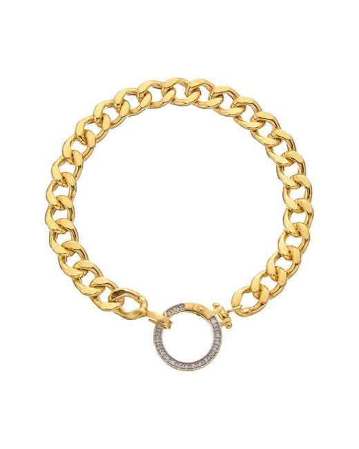 Meshmerise Metallic 18k Over Silver 0.15 Ct. Tw. Diamond Curb Chain Bracelet