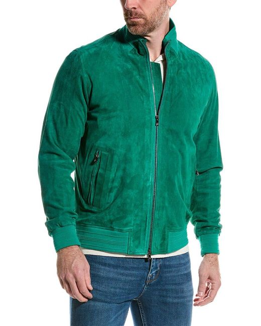 Isaia Green Suede Jacket for men