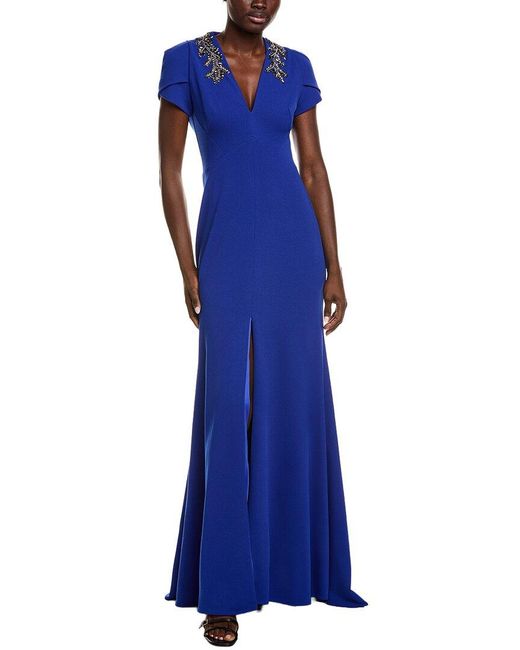 Rene Ruiz Blue Crepe Gown