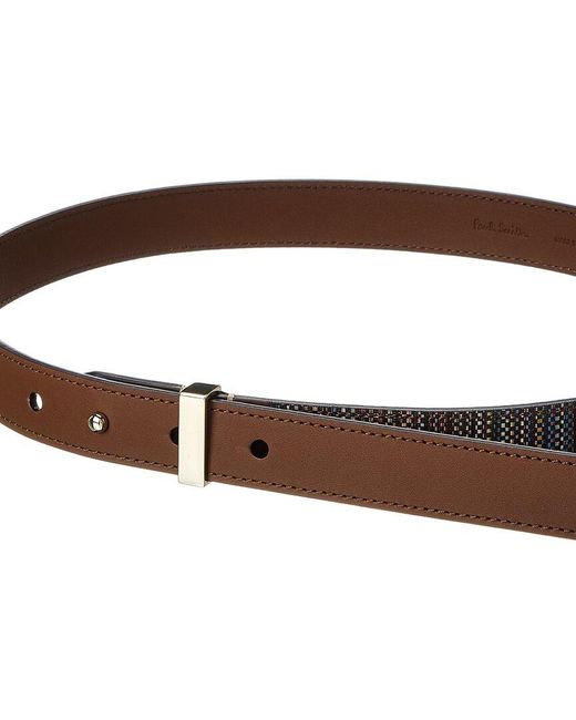 Paul Smith Brown Coated Canvas & Leather Belt for men