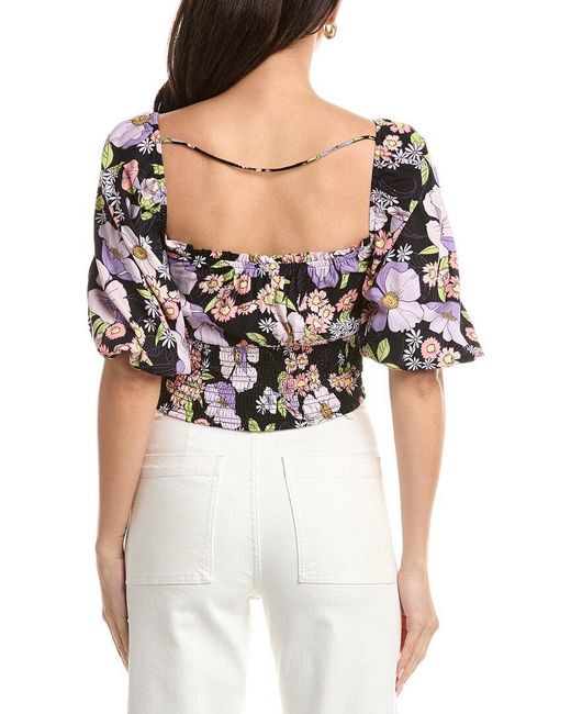 AFRM Black Waverly Puff Sleeve Top