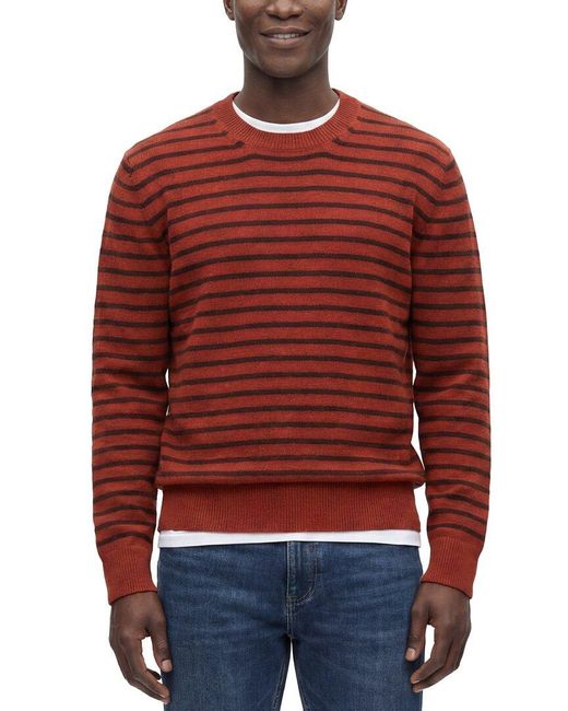 Todd Snyder Red Wool Striped Crewneck Sweater for men