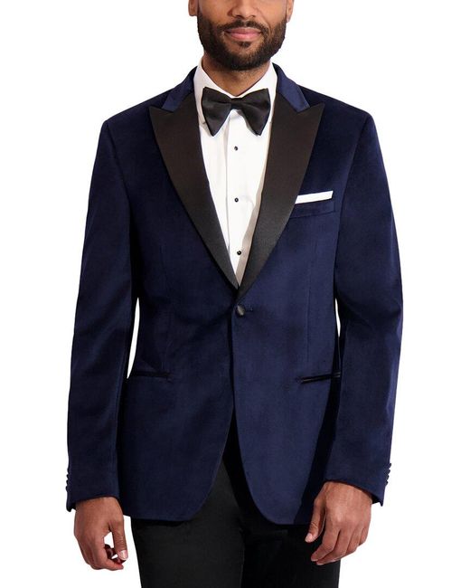 Ike Behar Blue Satin Tuxedo Jacket for men