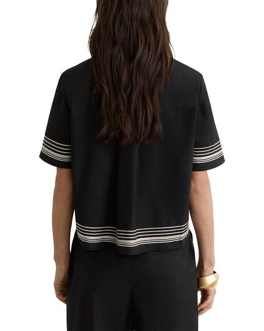 Reiss Black Cat Stripe Detail Boxy Shirt