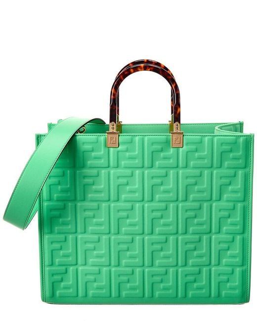 Fendi Green Sunshine Medium Leather Tote