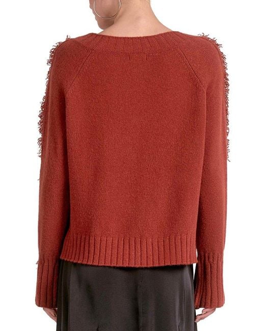 Elan Red V-Neck Wool-Blend Pullover