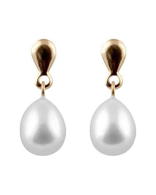 Splendid White 14k 8-8.5mm Freshwater Pearl Drop Earrings