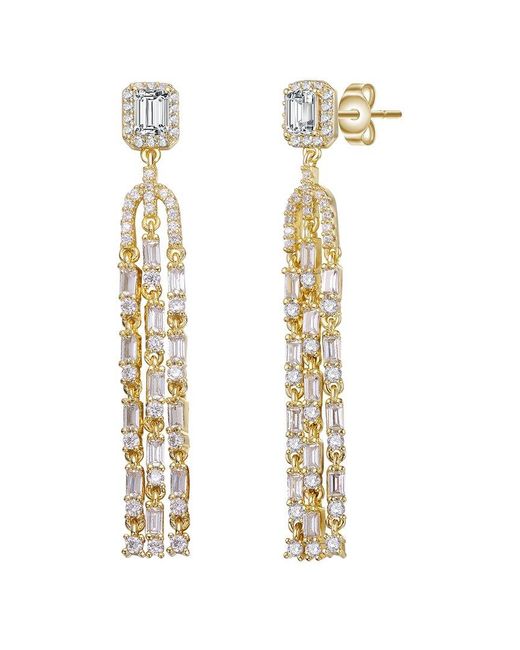 Genevive Jewelry Metallic 14k Over Silver Cz Statement Earrings