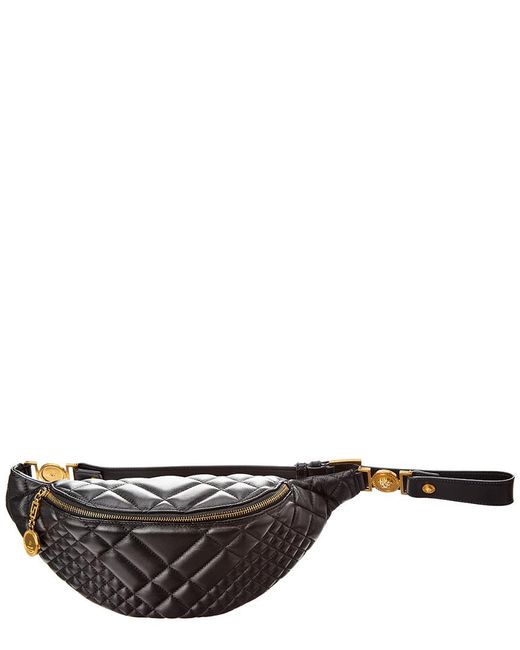 Versace Black Medusa Quilted Leather Belt Bag