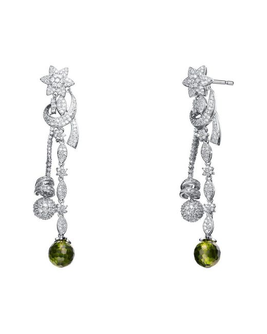 Genevive Jewelry White Silver Cz Drop Earrings