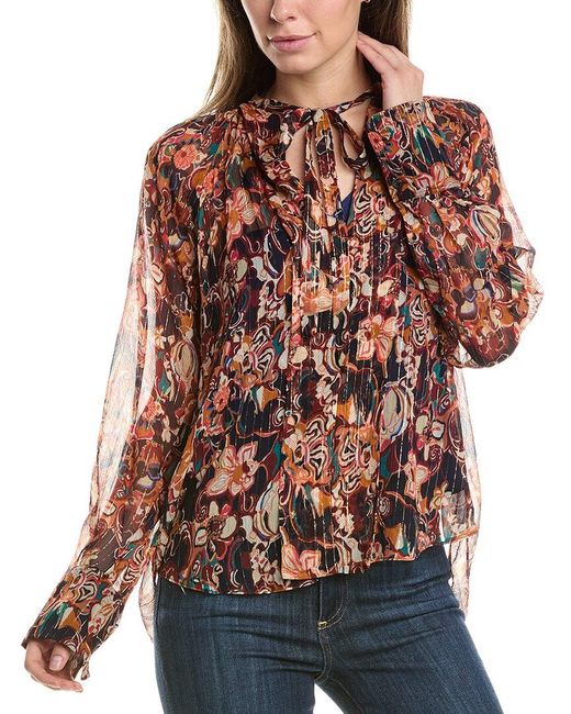 A.L.C. Red Frida Silk Top