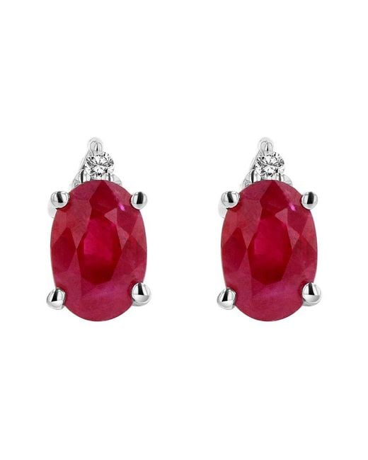 LEVARON Red 14K 0.82 Ct. Tw. Diamond & Ruby Studs