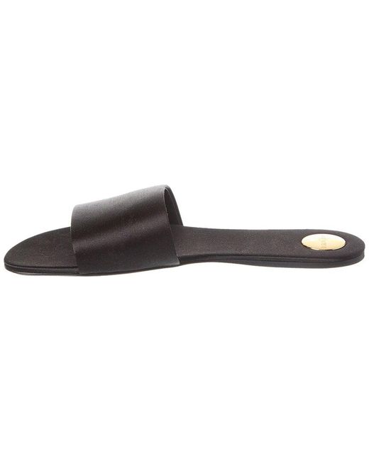 Saint Laurent Black Carlyle Leather Flat Sandal