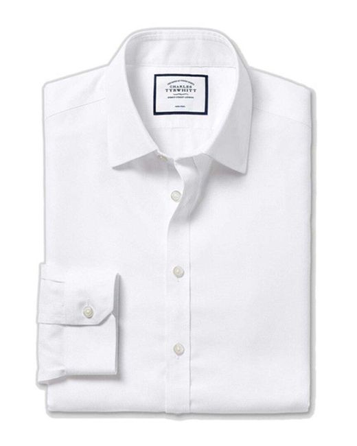 Charles Tyrwhitt White Non-iron Royal Oxford Super Slim Fit Shirt for men