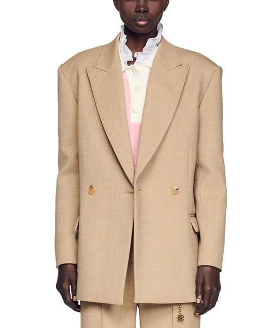 Sandro Natural Wool-blend Suit Blazer