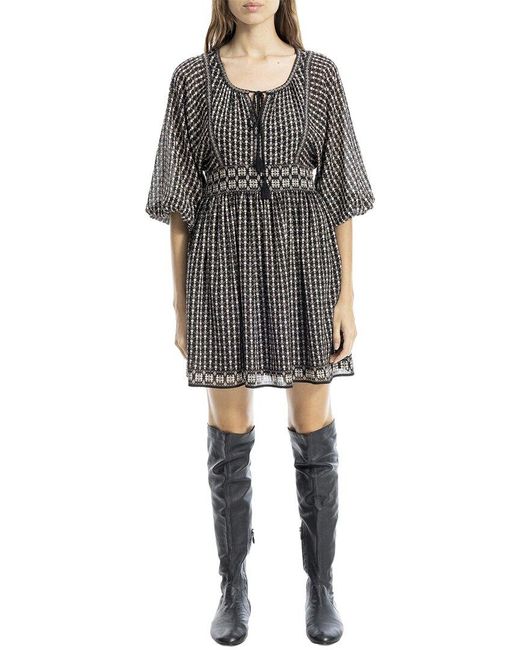 Max Studio Gray Puff Sleeve Mini Dress