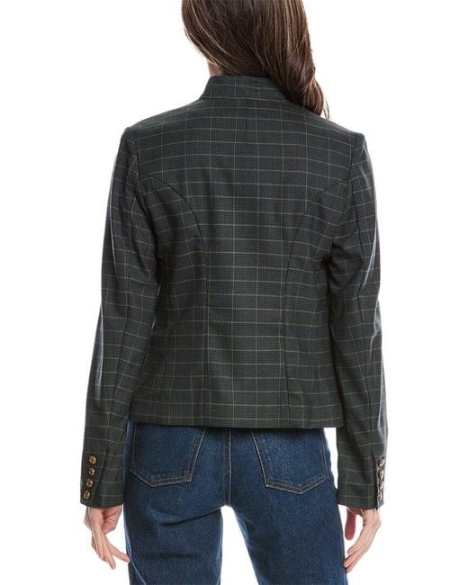 Rag & Bone Gray Slade Cropped Plaid Wool-Blend Blazer