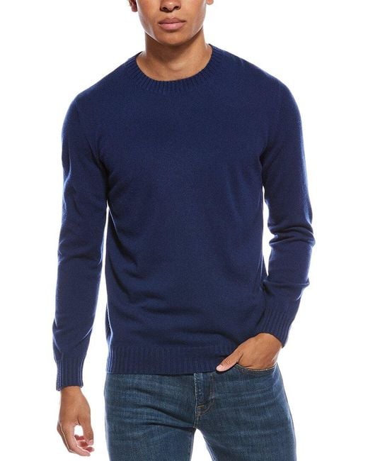Cashmere Men's Blue Shoreditch Round Neck Cashmere Sweater