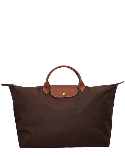 Longchamp Brown Le Pliage Original Small Canvas & Leather Tote Travel Bag