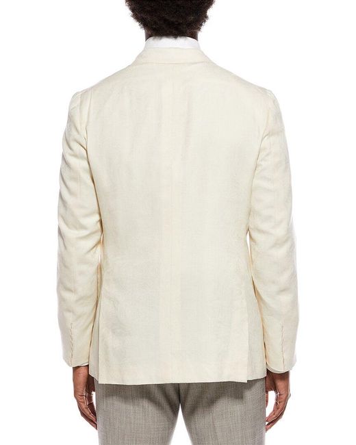 Isaia White Wool Textured Blazer for men