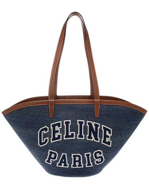 Céline Blue Couffin Large Denim & Leather Tote