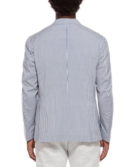 Isaia Blue Silk-Blend Jacket for men