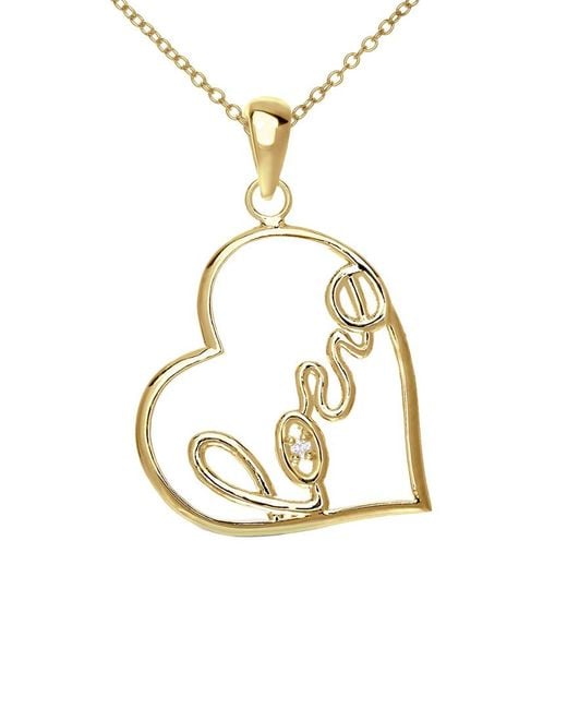 Genevive Jewelry Metallic 14k Over Silver Cz Necklace