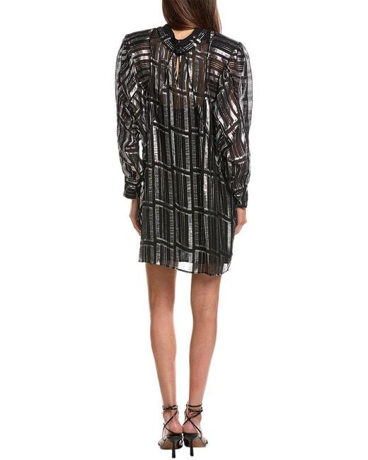 IRO Black Cat Silk-Blend Mini Dress
