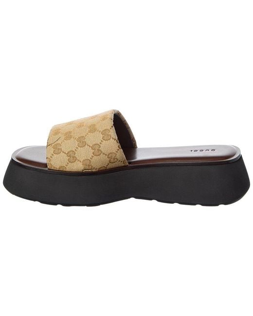Gucci Black Gg Canvas Platform Sandal