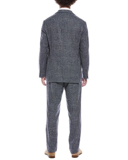 Brunello Cucinelli Blue 2Pc Alpaca & Wool-Blend Suit With Pleated Pant for men