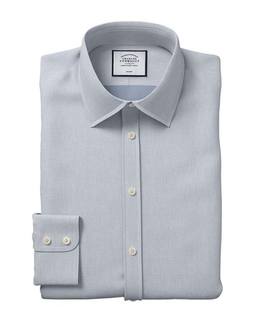 Charles Tyrwhitt Blue Non-iron Micro Diamond Shirt for men