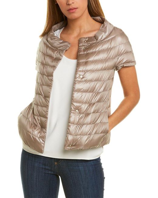 Herno Short Sleeve Puffer Down Jacket in Natural Lyst