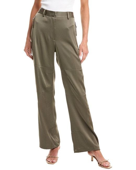 Helmut Lang Green Fluid Satin Flight Pant