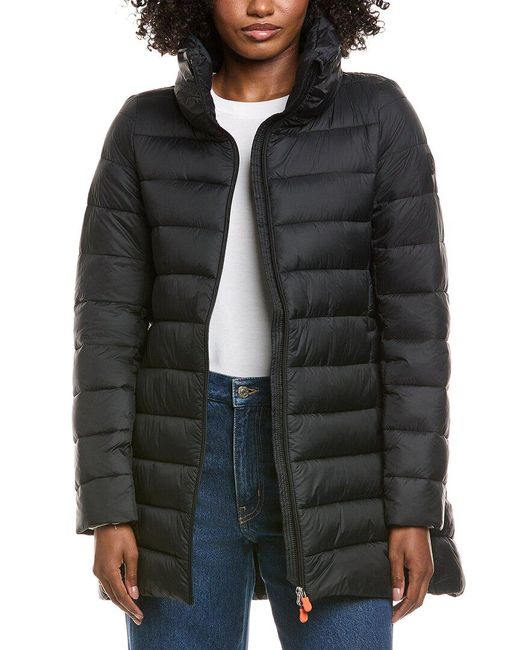 Save The Duck Black Linnea Long Basic Coat