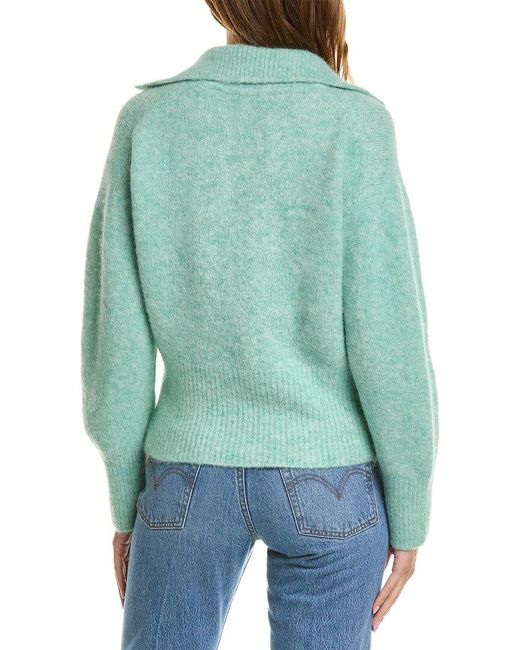 Vince Green Brushed Collared Alpaca & Wool-blend Sweater