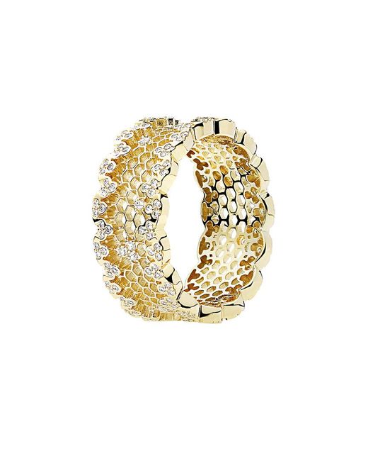 PANDORA 18k Plated Cz Honeycomb Lace Ring in Metallic | Lyst