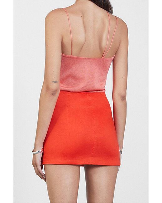 GAUGE81 Red Mani Linen-blend Mini Skirt