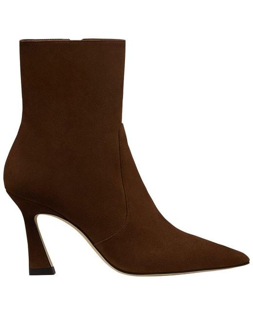Stuart Weitzman Brown Vinnie Zip Suede Bootie 85