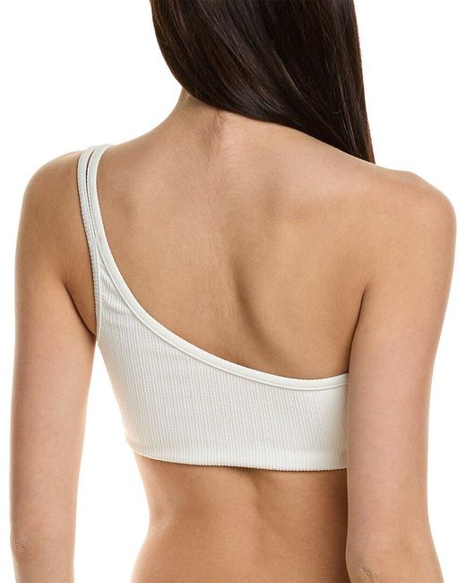 Jonathan Simkhai White Umi Textured One-shoulder Strappy Bikini Top