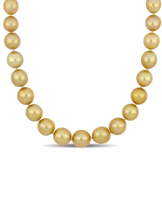 Pearls Metallic 14K 0.06 Ct. Tw. Diamond 10-12Mm Pearl Necklace