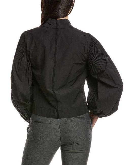 10 Crosby Derek Lam Black Lupa Pleated Sleeve Top